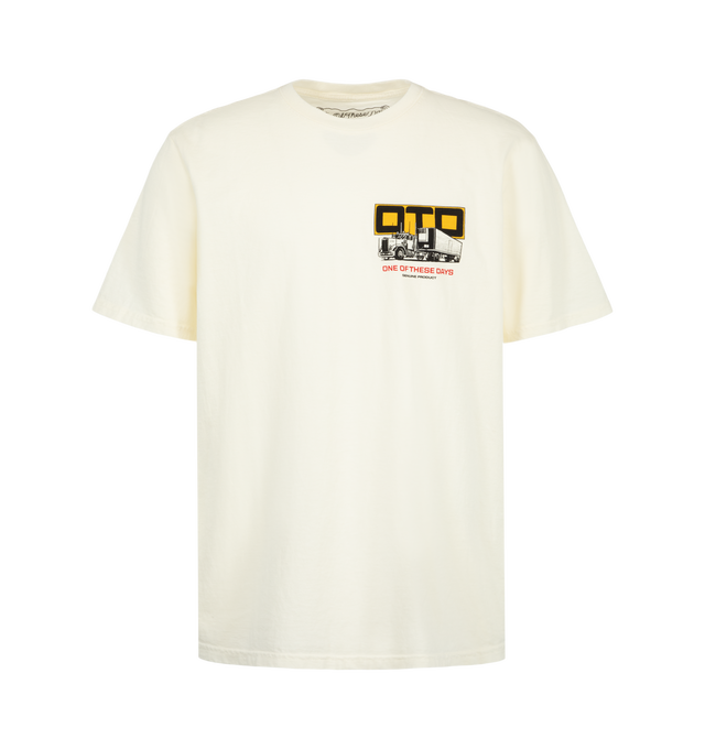 Image 1 of 2 - WHITE - One Of These Days Men's OTD Transport T-Shirt is crafted from premium fabric knit in the USA and features a classic short-sleeve silhouette designed for everyday wear. Cut and sewn in the USA, this essential style is finished with a vintage wash for a worn-in feel and is pre-shrunk to help maintain a consistent fit over time. Main Material: Cotton. Made in the USA. 