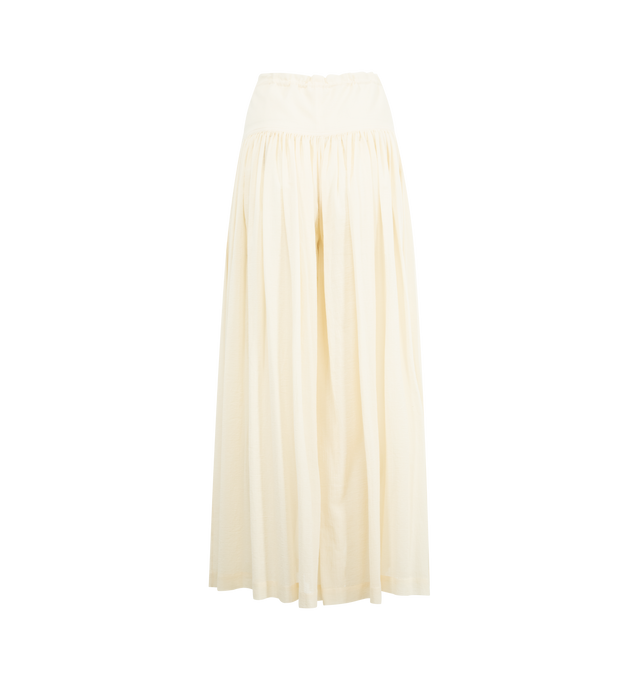 Image 2 of 3 - WHITE - THE ROW Berenice Pant featuring pleated cotton, wide-leg, drawsring waist and full length. 100% cotton. Made in Italy. 