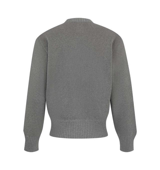 Image 2 of 2 - GREY - Toteme Women's Cropped Crew-Neck Sweater is crafted from a merino wool and cotton blend and features an abbreviated silhouette, subtly rounded sleeves, and a compact half Punto Milano knit construction. Designed with ribbed trims at the crew neckline, cuffs, and hem, this sculptural knit offers a structured shape with a lightweight feel. Main Material: 60% RWS Merino Wool, 40% Cotton. 