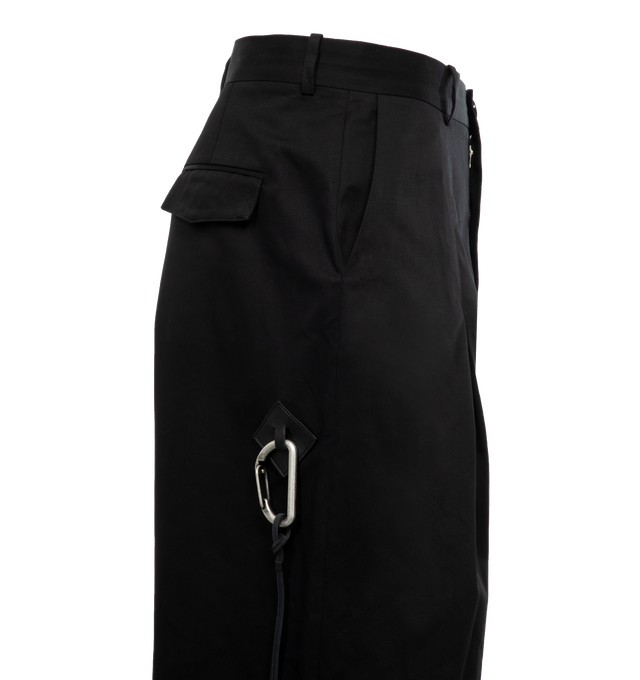 Image 3 of 4 - BLACK - LOEWE Low Crotch Trousers featuring relaxed fit, long length, mid waist, loose leg, low crotch silhouette, pleats at the front, belt loops, concealed zip fly, seam pockets, rear flap pocket and LOEWE engraved buckle and leather patch placed at the back. 100% cotton. Made in Italy. 