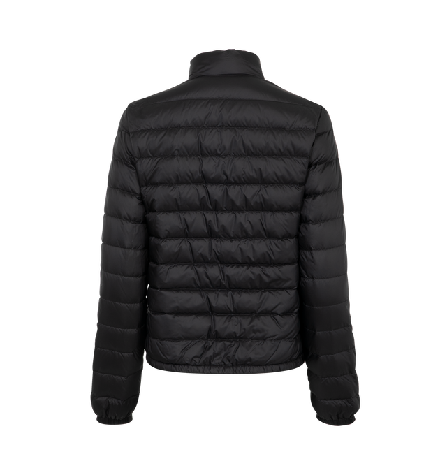 Image 2 of 2 - BLACK - MONCLER Lans Short Down Jacket featuring tech fabric with down fill, standup collar featuring snap buttons, zip-up closure, flap pockets and logo patch at sleeve. 100% polyamide/nylon. Padding: 90% down, 10% feather. Made in Armenia. 