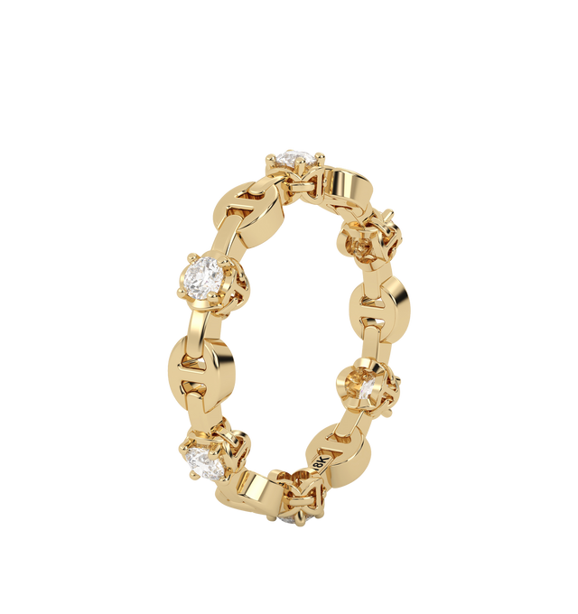 Image 2 of 2 - GOLD - HOORSENBUHS Micro II with 6 Diamonds featuring solid 18K gold construction, six hand-set natural diamonds, micro tri-link architecture and band width: 3.5mm. Hirshleifers offers a range of initial pieces from this collection in-store. For personal consultation and detailed information about jewelry, please contact our dedicated stylist team at personalshopping@hirshleifers.com.  