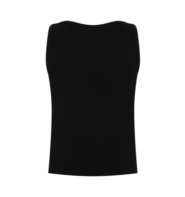 Image 2 of 2 - BLACK - Rhude Men's Logo Ribbed Tank Top is crafted from soft ribbed fabric and features a classic sleeveless silhouette with a scoop neckline and a close, comfortable fit. Finished with signature Rhude logo detailing, this designer tank top combines an athletic-inspired profile with the brand's elevated streetwear aesthetic, making it a versatile essential for layering or wearing on its own. Made from 100% high-quality Cotton. 