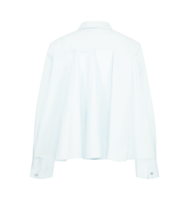 Image 2 of 2 - BLUE - LOEWE PAULA'S IBIZA Shirt in lightweight textured cotton blend poplin featuring an Anagram crochet embroidery placed on the chest and godets at the back, relaxed fit, regular length, classic collar, button front fastening, buttoned cuffs and chest patch pocket. Cotton/polyamide. Made in Madagascar. 