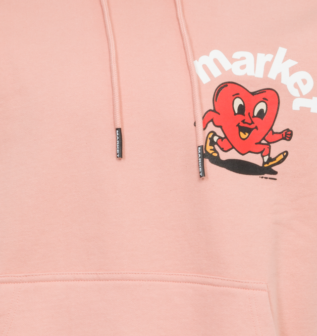 Image 3 of 4 - PINK - MARKET Fragile Hoodie featuring hood with drawstring, ribbed hem and cuffs, kangaroo pouch and graphic on front and back. 100% cotton.  