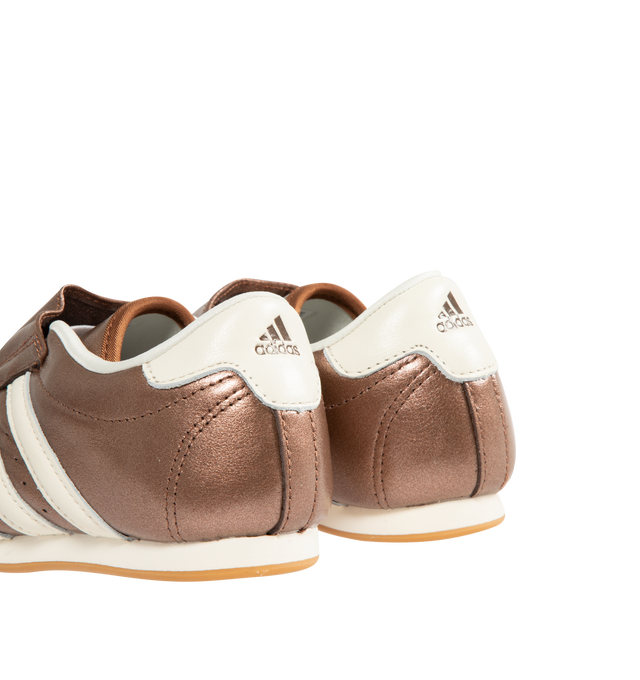 Image 3 of 5 - BROWN - ADIDAS Taekwondo Sneakers featuring a low-profile, slip-on design, leather upper that has a metallic sheen, super low-profile rubber outsole and regular fit. 