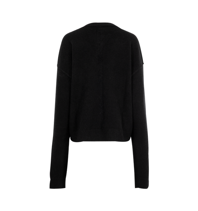 Image 2 of 2 - BLACK - RICK OWENS Tommy V-Neck Jumper featuring ribbed knit, brushed finish, ribbed V-neck, drop shoulder, long sleeves, ribbed cuffs and hem and straight hem. 48% alpaca, 30% polyamide, 20% wool, 2% elastane. Made in Italy. 