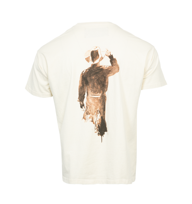 Image 2 of 4 - WHITE - ONE OF THESE DAYS WILD WEST TEE featuring front and back screenprint graphics and lightweight jersey fabric with ribbed neckline. 100% cotton. 