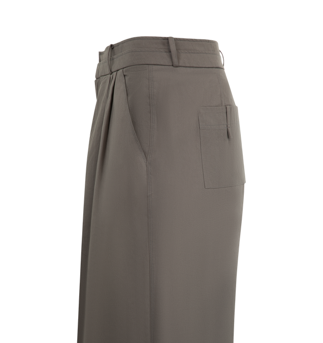 Image 3 of 3 - GREY - DEIJI STUDIOS Two Layer Pant featuring a softly structured full-length pant with a layered waistband detail, hook and eye closure, internal zip fly, gentle front tucks for volume, angled side seam pockets and a relaxed leg. 100% GOTS certified organic cotton.  