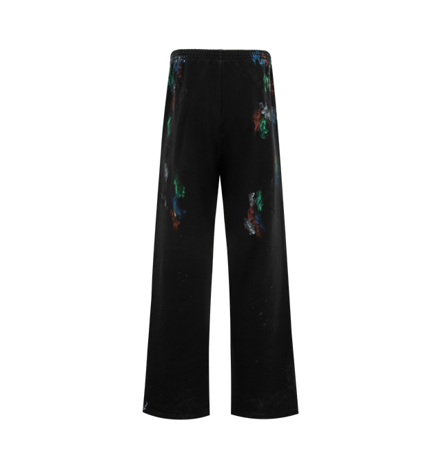 Image 2 of 3 - BLACK - BALENCIAGA Painter's Baggy Sweatpants featuring dry fleece, mid-waist, elasticated waistband, 2 slash pockets, Painter's shirt artwork on the front and the back and tone-on-tone loop sports icon embroidery on left leg. 100% cotton. Made in Portugal.  