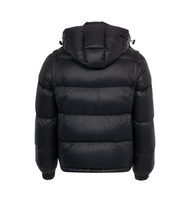 Image 2 of 4 - GREY - MONCLER Cyclone Jacket featuring down-filled, hood, snap button and zipper closure, pockets with zipper closure, hem with elastic drawstring fastening and logo patch. 100% polyamide/nylon. Padding: 90% down, 10% feather. 