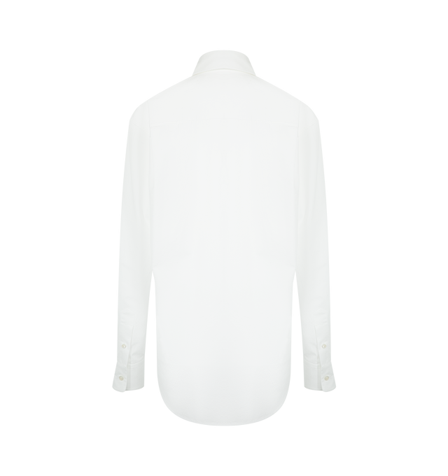 Image 2 of 2 - WHITE - THE ROW Gavina Shirt featuring classic button-up shirt in smooth sea island cotton chambray with front patch pocket, slim back yoke and exposed front button placket. 100% cotton. Made in Italy. 