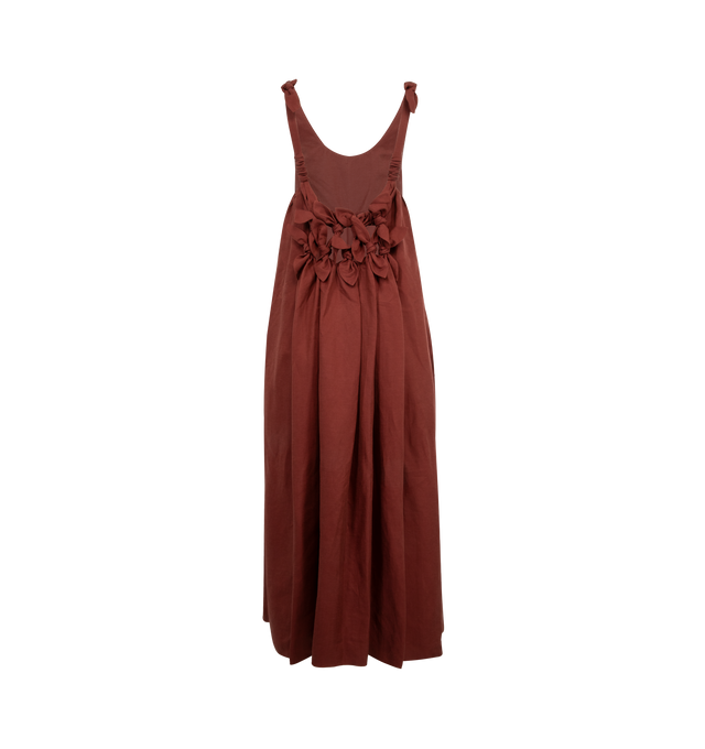 Image 2 of 2 - BROWN - GABRIELA HEARST Aras Maxi Dress featuring a fluid tank silhouette, slightly fitted upper, full-length sweep, hidden pockets and an intricate bow detail at the back. 100% linen. Made in Italy. 