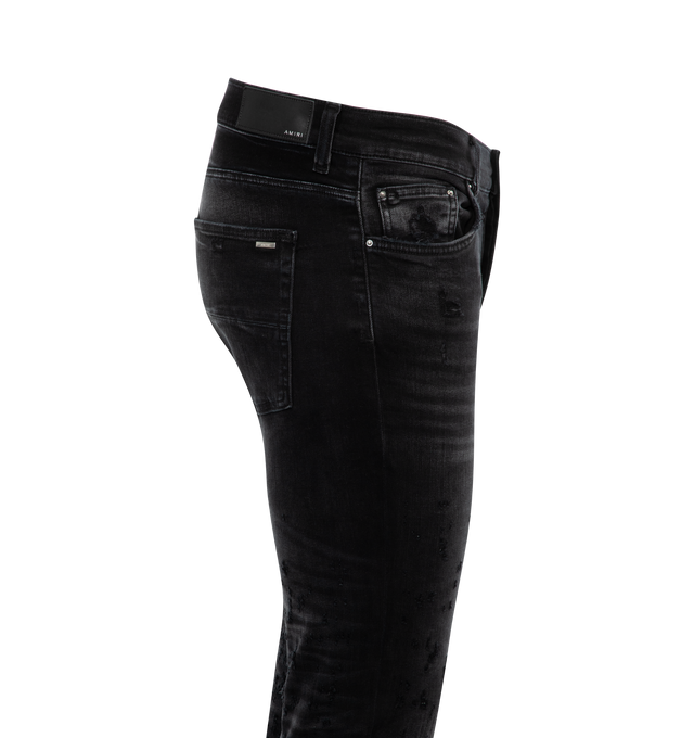 Image 2 of 2 - BLACK - AMIRI Shotgun Skinny Jean featuring 5 pockets, zip fastening, skinny fit and washed effect. 100% cotton. 