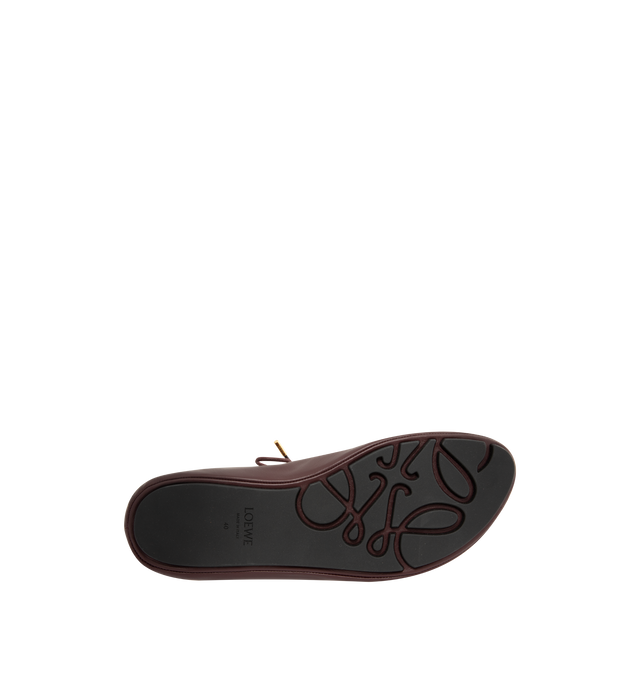 Image 4 of 5 - RED - Loewe Womens Nappa Calf Lace-Up Shoes are crafted from nappa calfskin. Features a lace-up closure, extra padding, asymmetric toe shape, tonal laces with metallic tips, metallic Pebble with engraved Anagram detail on the bottom lace, lambskin lining, printed LOEWE insole, and injected rubber outsole with cut-out Anagram signature. Main Material: Nappa Calf. Made in Italy. 