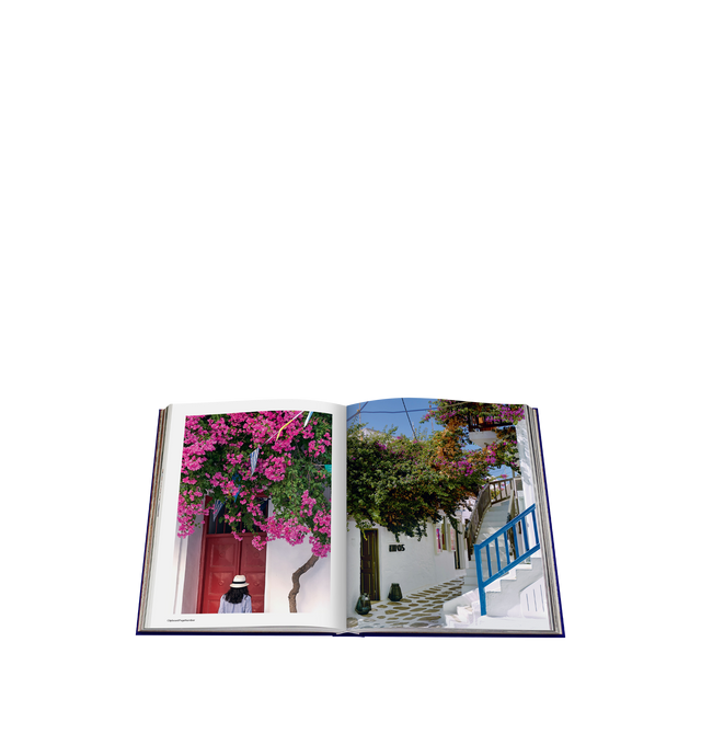 Image 5 of 5 - BLUE - Assouline Mykonos Muse is a luxury coffee table book that celebrates the rich history, vibrant culture, and legendary spirit of Greece's iconic island through captivating photography and engaging storytelling. Written by Lizy Manola with additional contributions by Rachel Howard and Michael Skafidas, this designer silk hardcover book explores Mykonos' evolution from an ancient sanctuary to one of the world's most celebrated travel destinations, highlighting its architecture, beaches, n 