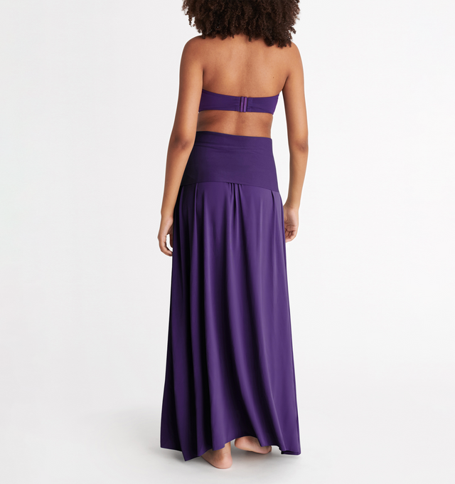 Image 3 of 4 - PURPLE - ERES Oda Long Dress featuring long bustier dress with a raw edge finishing at the top and bottom that gives you the styling option to wear it as a long skirt. Main: 94% Polyamid, 6% Spandex. Second: 84% Polyamid, 16% Spandex. Made in France. 