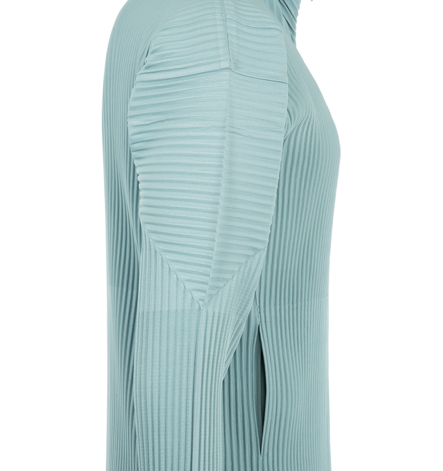 Image 3 of 3 - BLUE - The Issey Miyake Color Pleats 2 Jacket is a sporty, brightly colored zip-up cardigan. It is characterized by its portability and light comfort with the unique quick-drying property of polyester material. It has pockets on both sides. Material: 100% Polyester. Made In Japan. 