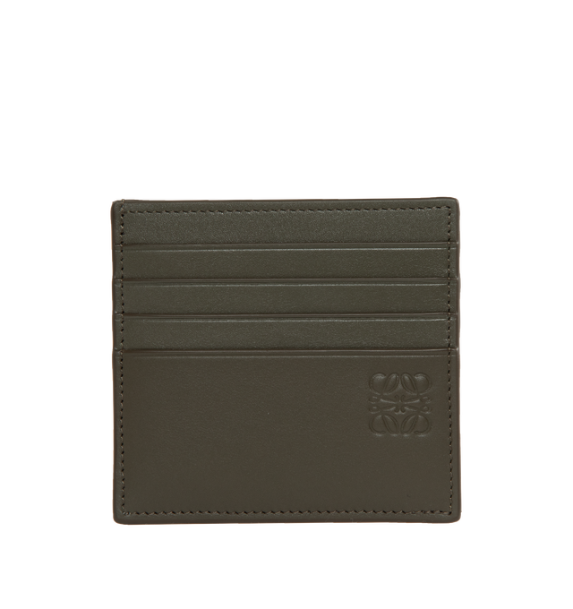 Image 1 of 3 - GREEN - LOEWE Open Plain Cardholder featuring bicolour shiny calfskin, open side, eight card slots, one central pocket, calfskin lining and embossed Anagram. Shiny calf. Made in Spain. 