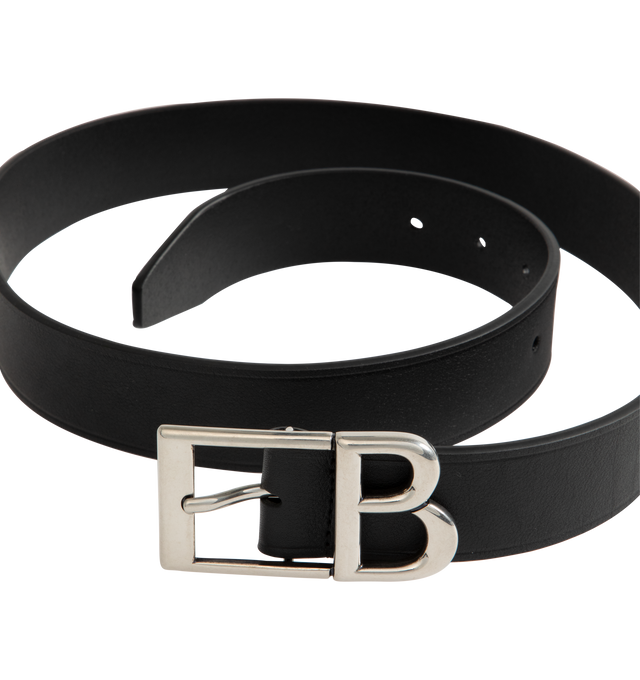 Image 2 of 2 - BLACK - Balenciaga Men's Classic B Belt has a silver-tone buckle with a B logo detail and an adjustable fit. 100% leather. Made in Italy.  