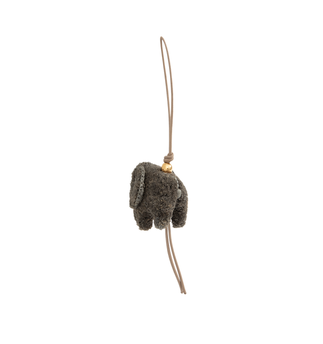 Image 2 of 2 - GREY - LOEWE PAULA'S IBIZA Elephant Charm in raffia and calfskin on a looped calfskin strap with an Anagram Pebble in a gold finish. 29.5 cm x 7.5 cm. Made in Spain. 