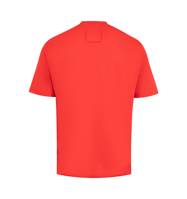 Image 2 of 2 - RED - LANVIN Clover Snake Patch T-Shirt featuring short sleeves, crewneck, ribbed trims and clover snake patch. 100% cotton. 