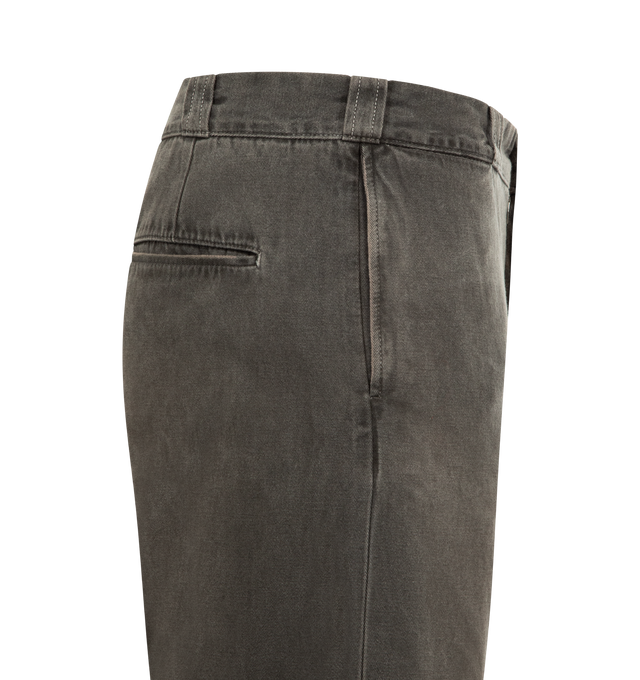 Image 3 of 3 - BLACK - ENFANTS RICHES DEPRIMES Soso's Repaired Trousers featuring zip fly button closure, belt loops at waistband, welt pockets at sides and back, heavy distressing throughout and vintage wash pocket. Cotton linen twill. 