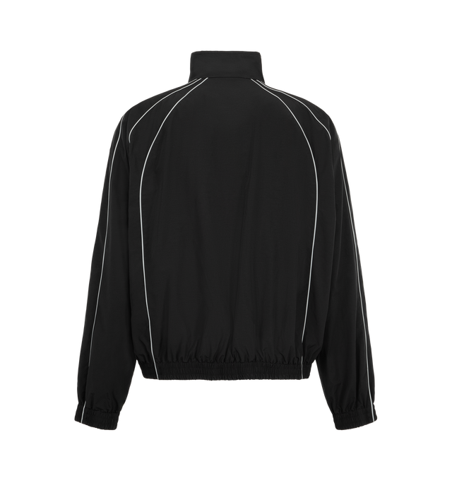 Image 2 of 3 - BLACK - Balenciaga Men's Bodies Tracksuit Jacket is crafted from technical cotton poplin and features a high collar and double-ended zip closure. Reflective piping and Bodies artwork at the chest create a reflective effect, while two front slash pockets and gathered cuffs and hem complete the design. Main Material: 50% Cotton, 50% Polyamide. Lining: 100% Polyester. Made in Italy. 