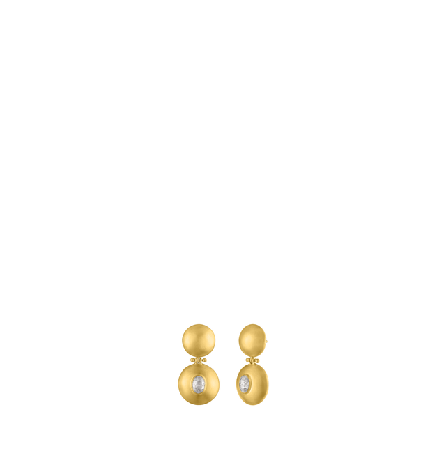Image 2 of 3 - GOLD - Prounis Double Dome Bulla Earrings are handcrafted from 22K yellow gold and feature a sculptural double dome silhouette accented with diamonds. Handmade in New York. For personal consultation and detailed information about jewelry, please contact our dedicated stylist team at personalshopping@hirshleifers.com.This item may be restricted for online purchase to international clients. For assistance purchasing this item please contact our dedicated stylist team at personalshopping@hirshle 