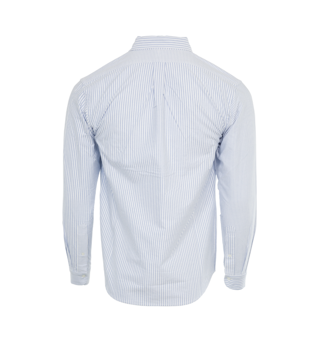 Image 2 of 3 - BLUE - HUMAN MADE Stripe Oxford Shirt featuring point collar, button down closure, brand chest patch and stripes throughout. 100% cotton. 