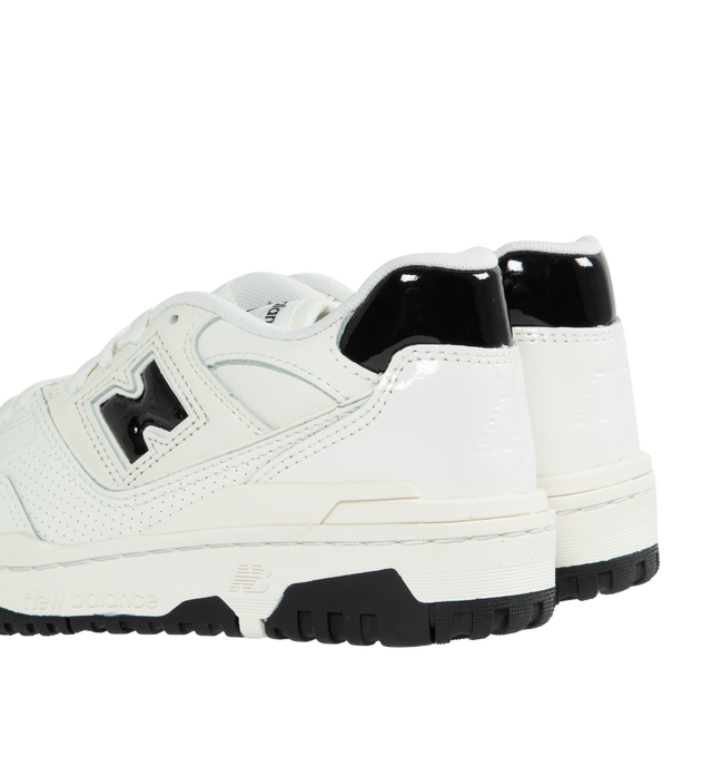 Image 3 of 5 - WHITE - New Balance 550 low-top sneaker was built for performance on the court, featuring a leather upper for durability and an ENCAP cushioning system for support and comfort. White leather upper with a black patent leather "N" logo on the side profiles. 