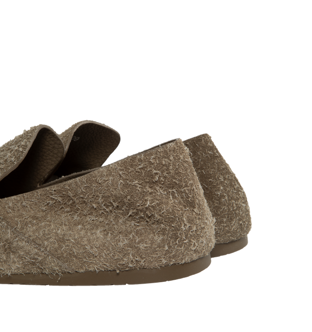 Image 3 of 4 - BROWN - LOEWE Campo Brushed Suede Clogs featuring flat heel, round toe, notched vamp and slip-on style. Brushed calf suede. Made in Italy. 