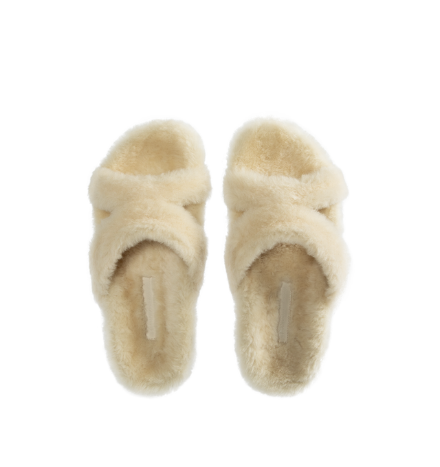 Image 4 of 4 - WHITE - MANOLO BLAHNIK Chilpa Genuine Shearling Slide Sandal featuring genuine-shearling upper and lining and rubber sole. 1" platform. Made in Italy. 