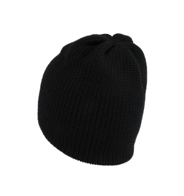 Image 2 of 2 - BLACK - MONCLER GRENOBLE WOOL BEANIE featuring ultra-fine wool, stockinette stitch, Gauge 3 and nylon laqu tricolor logo. 100% virgin wool. 