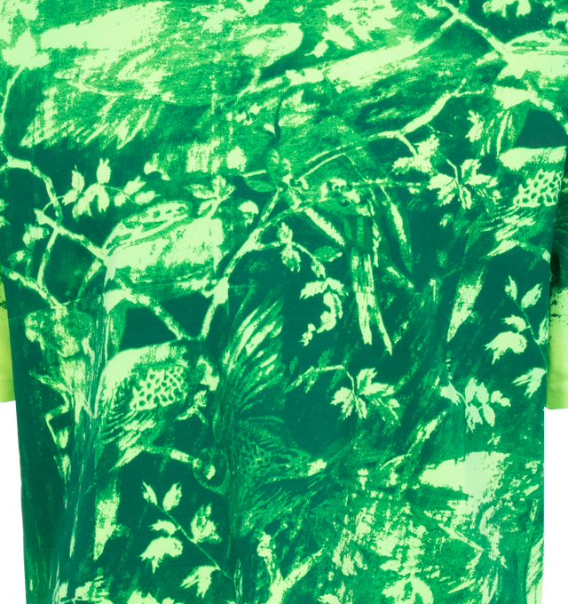Image 2 of 2 - GREEN - Loewe Paula's Ibiza Loose Fit Crew neck Tee-Shirt crafted in lightweight cotton jersey featuring placed parrot motif printed on finished garment with Anagram embroidery placed at the back.Loewe Paula's Ibiza 2024 collection is inspired by the iconic Paula's boutique, synonymous with the counter cultural movement of 1970s Ibiza, captures the liberated vibe of summer with high impact prints, effortless styling, and a renewed focus on craft. 