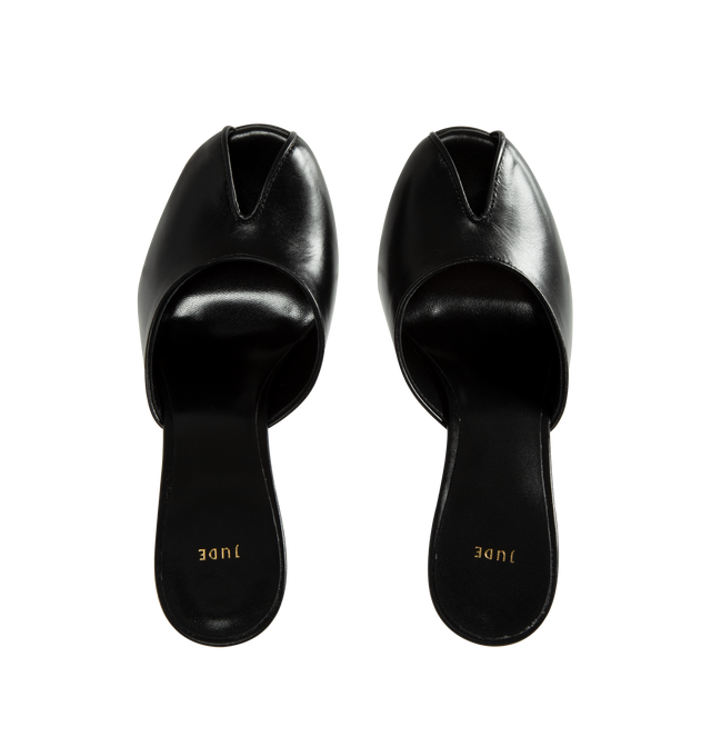 Image 4 of 4 - BLACK - Jude Women's Date Mule is crafted from baby calf leather and features a sleek slip-on silhouette with a open toe design. Main Material: Baby Calf Leather. Heel Height: 10.5 cm / 4.1 in. Leather Origin: Italy. Made in Portugal. 