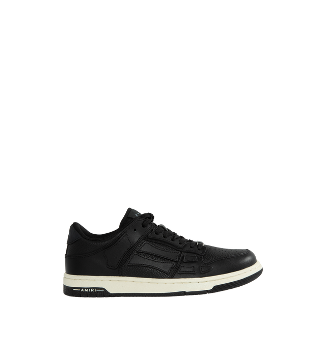 BLACK - AMIRI Skel Leather Low-Top Sneakers featuring round toe, lace-up style, leather upper, polyester lining and rubber sole.