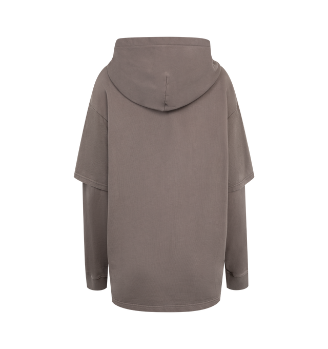 Image 2 of 2 - GREY - ACNE STUDIOS Double Layered Hoodie featuring relaxed fit, below hip, hooded, double-layered construction and logo animation. 100% organic cotton. 