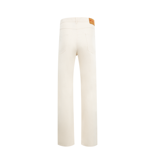 Image 2 of 3 - WHITE - MARNI Denim Trousers featuring fly and button fastening, belt loops, classic five pockets, logo patch to the rear and straight leg. 100% cotton.  