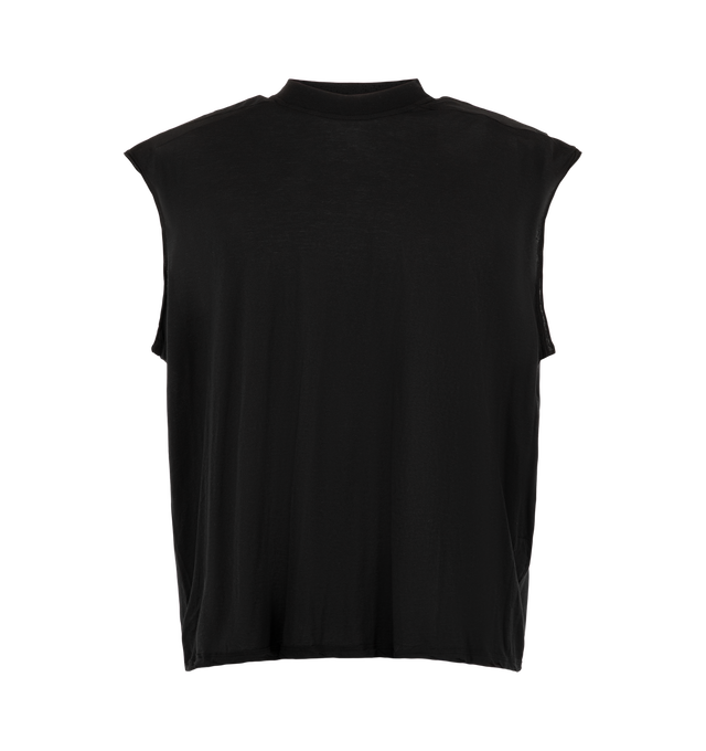 Image 1 of 2 - BLACK - Rick Owens DRKSHDW Men's Cropped Tarp T-Shirt is crafted from cotton and features a cropped arm silhouette with the brands signature oversized proportions. Main Material: 100% Cotton. Made in Italy. 