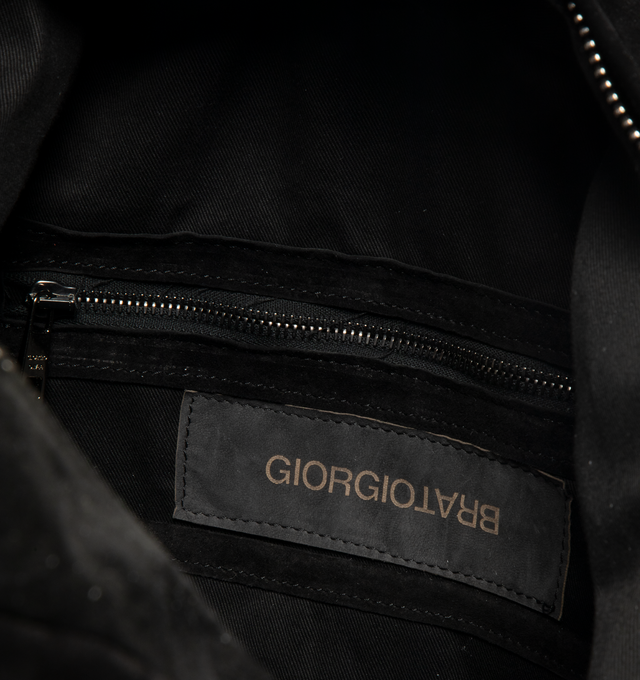 Image 3 of 3 - BLACK - GIORGIO BRATO Backpack featuring top handle, adjustable straps, front zip pocket, internal compartments and zip closure. 100% lambskin. 