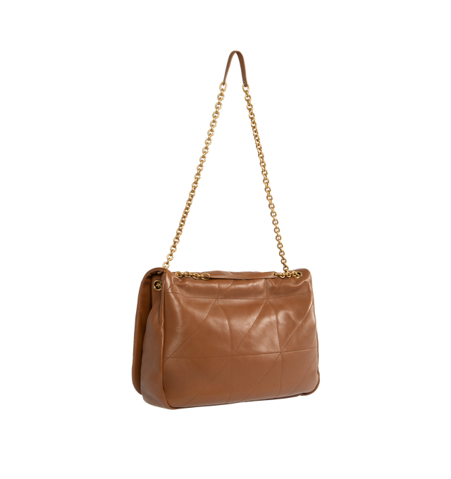 Image 3 of 4 - BROWN - SAINT LAURENT Jamie 4.3 bag featuring quilting top stitch, cotton lining, one interior slot pocket and one interior zipped pocket. 16.9 X 11.4 X 3.5 inches. Chain length: 21.3 inches. 100% leather. Made in Italy.  