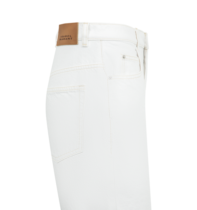 Image 3 of 3 - WHITE - ISABEL MARANT Dromie Jean featuring 5-pocket straight-leg cotton denim jeans, fitted waistband with loops, "Isabel Marant" engraved metal button and concealed zipper fly, leather label in back with an embossed "Isabel Marant" logo, relaxed straight legs and medium-rise waist. 100% cotton. 