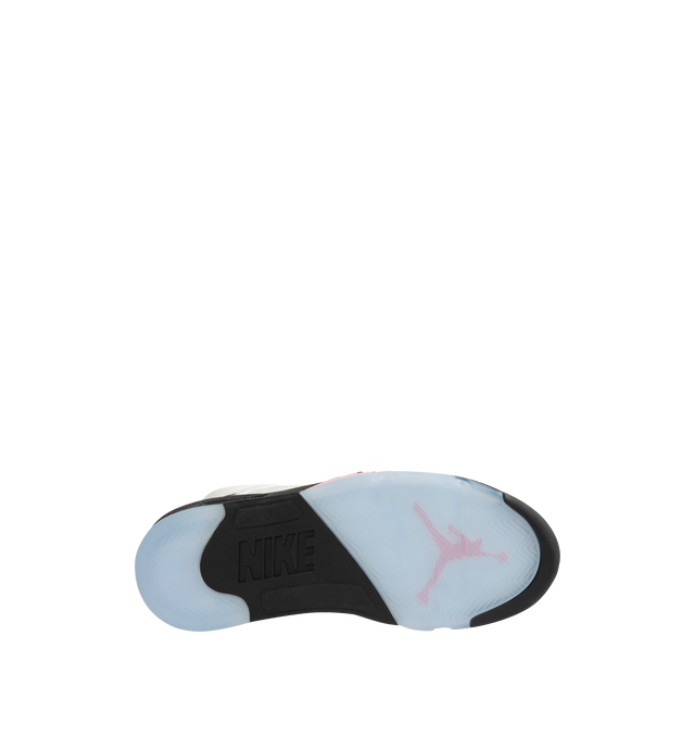 Image 4 of 5 - WHITE - JORDAN Air Jordan 5 featuring entire upper with a reflective coating, bump-out collar, jagged midsole, Mike's number 23 stitched on the outer heel, visible Nike Air cushioning, Jumpman graphic and Nike Air heel branding. 