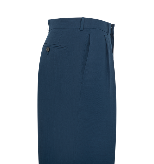 Image 3 of 3 - BLUE - TOM FORD Double Pleat Pant featuring zip fly with hook-and-bar closure, front slant pockets, back button-welt pockets and double pleat. Made in Italy. 