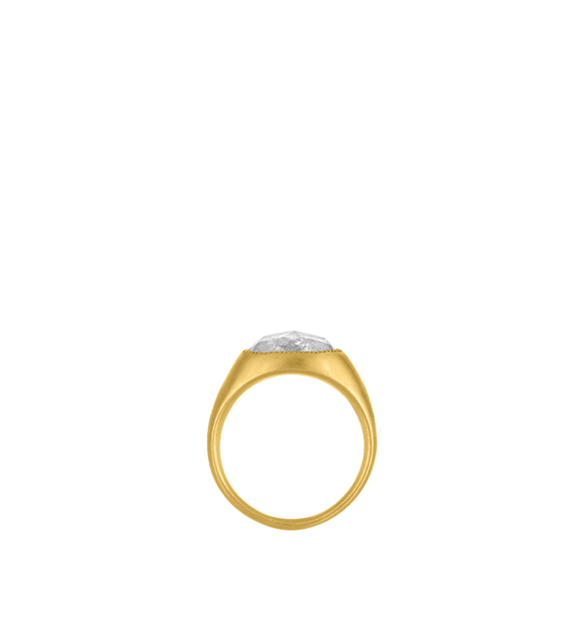 Image 3 of 3 - GOLD - Prounis Rosecut Diamond Roz Ring is handcrafted from 22K yellow gold and features a diamond in the brands signature Roz silhouette. Handmade in New York. For personal consultation and detailed information about jewelry, please contact our dedicated stylist team at personalshopping@hirshleifers.com.This item may be restricted for online purchase to international clients. For assistance purchasing this item please contact our dedicated stylist team at personalshopping@hirshleifers.com. 