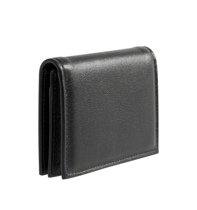 Image 2 of 3 - BLACK - GIVENCHY Snap Closure Card Holder featuring flap card holder in padded calfskin leather, press-stud closure, silvery Givenchy Paris signature on the inside, one compartment for bills and coins and three card slots. 4.3 in x 2.8 in x 0.8 in. 100% calfskin leather. 
