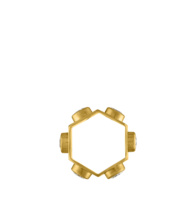 Image 3 of 3 - GOLD - PROUNIS Hexagonal Diamond Ruin Ring featuring faceted oval diamonds and 22K gold. 7mm wide. Hirshleifers offers a range of pieces from this collection in-store. For personal consultation and detailed information about jewelry, please contact our dedicated stylist team at personalshopping@hirshleifers.com. This item may be restricted for online purchase to international clients. For assistance purchasing this item please contact our dedicated stylist team at personalshopping@hirshleifer 