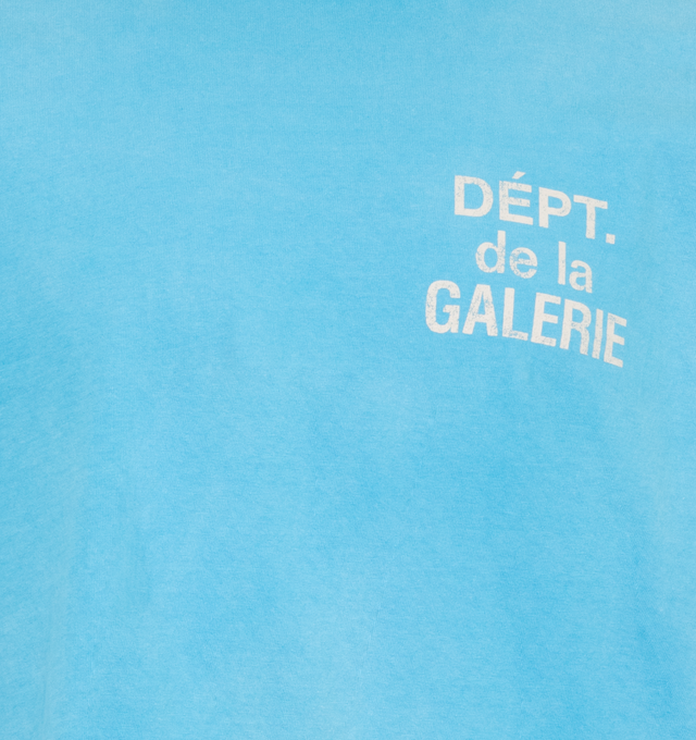 Image 3 of 4 - BLUE - Gallery Dept. classic long sleeve tee in a boxy and relaxed fit with signature French logo and a vintage, worn look. Made in Los Angeles, CA. Material: 100% Cotton.  