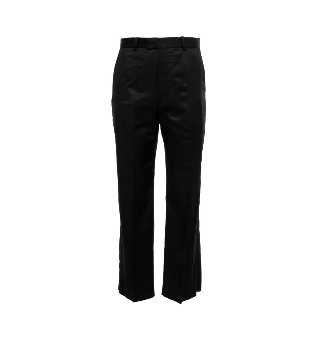 Image 1 of 4 - BLACK - SECOND LAYER High Rise Trouser featuring wide leg, zip and hook concealed closure, side slit pockets and back welt pockets with button closure. 100% viscose. Made in Italy. 
